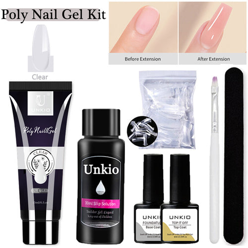 15ml Poly Nail Gel Set 11in1 Soak Off Nail Extension Builder False Nails Nude