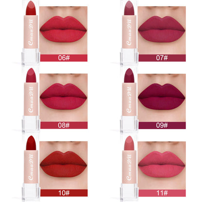 15-Color Matte Lipstick - Waterproof, Long-Lasting, Non-Stick Vegan
