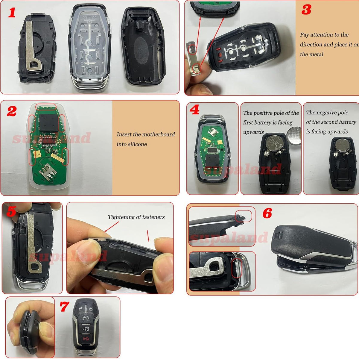 Key Fob Shell Case For Ford/Lincoln Replacement Fits 5 Button Pad Cover