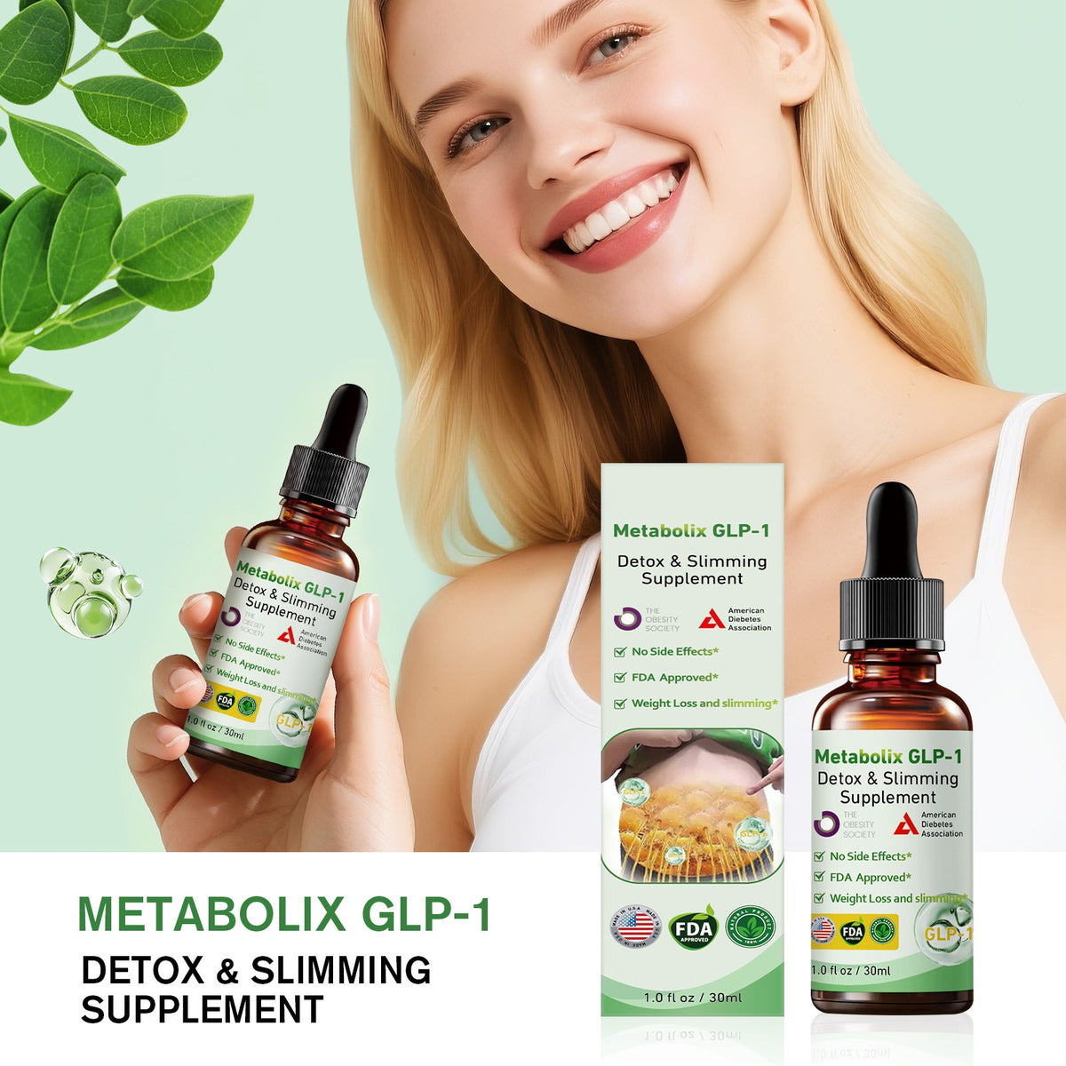 2PACK Natural Body Toning Drops - Herbal Supplement for Slimming & Firm Skin