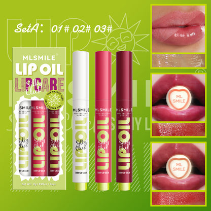 (*3 PCS/SET*) Makeup Press Lipstick Solid Lip Gloss Moisturizing Mirror Lip Oil