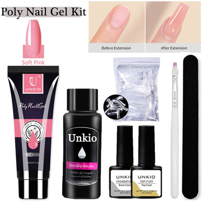 15ml Poly Nail Gel Set 11in1 Soak Off Nail Extension Builder False Nails Nude