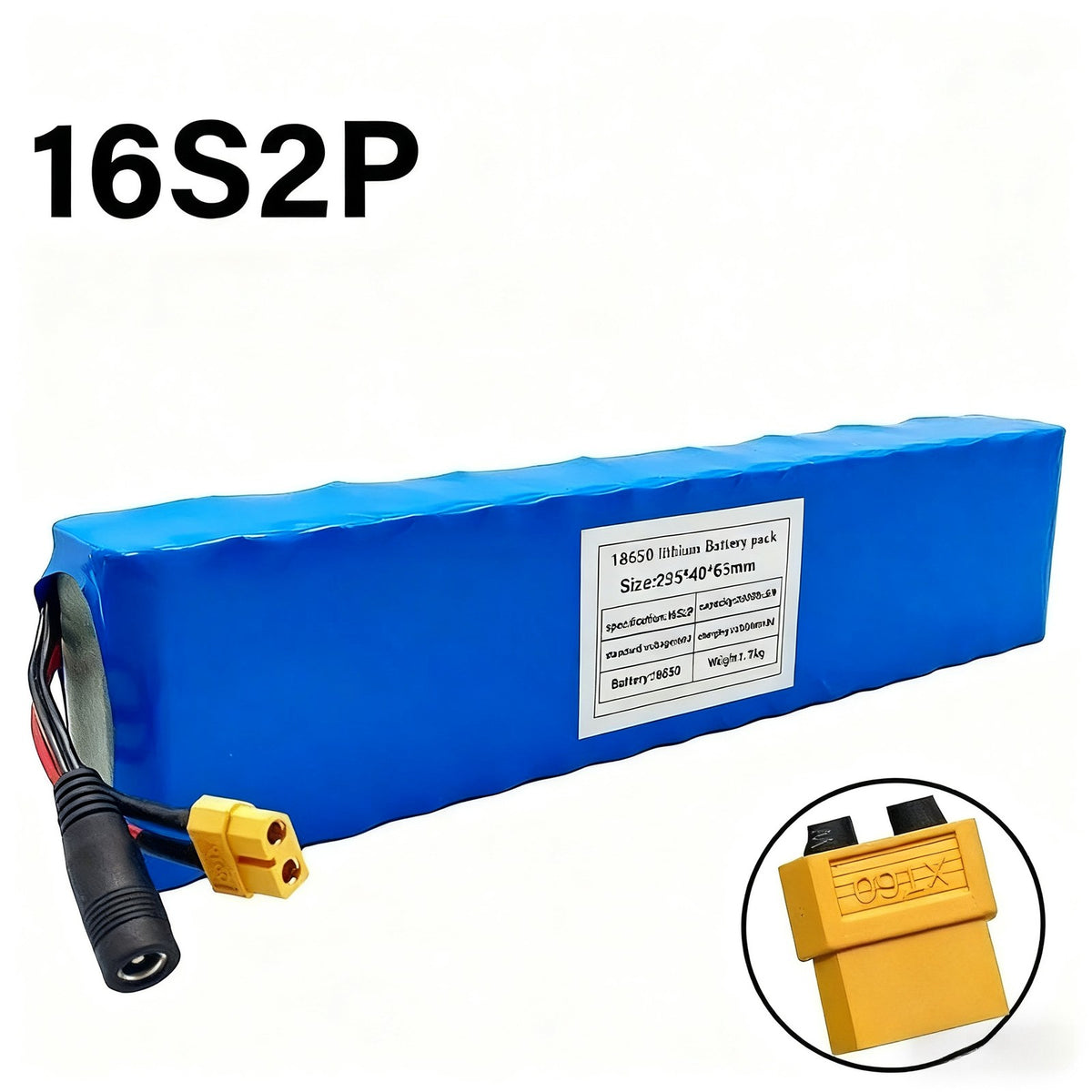 60V 10Ah 16S2P Li-ion Battery with BMS for Electric Bicycle Pack