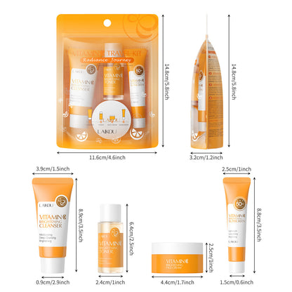 Skin Care Sets 4pcs Gift Box Vitamin C Cleanser Toner Sunscreen Essence Cream