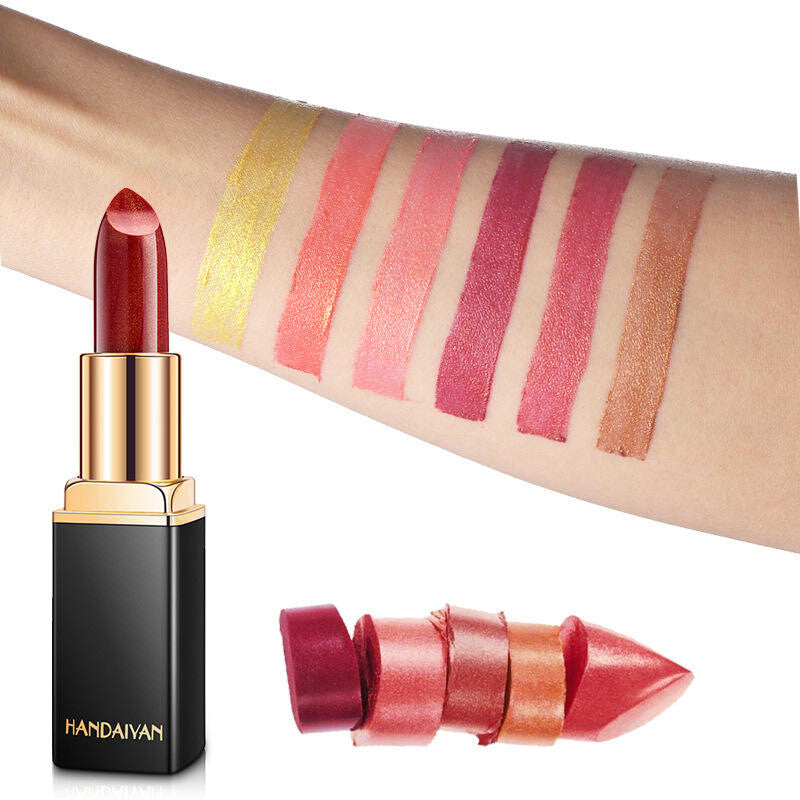 Color Changing Lipstick - Metallic Pearl Shimmer, Mood Lip Gloss Shiny Rose Gold