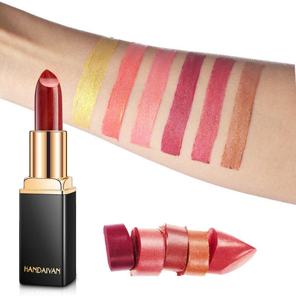 Color Changing Lipstick - Metallic Pearl Shimmer, Mood Lip Gloss Shiny Rose Gold