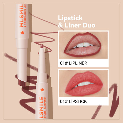 2in1 Double Head Lipstick Lip Contour Pencil 6 Colors Long Lasting Waterproof
