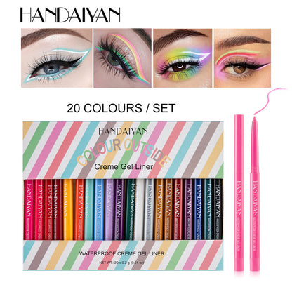 20-Color Eyeliner & Brow Pencil - Quick-Dry, Waterproof, Twist-Up Waterproof