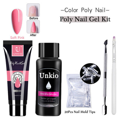 Acrylic Extension Poly Nail Gel Kit Quick Building Complete Tools Brush Form Set