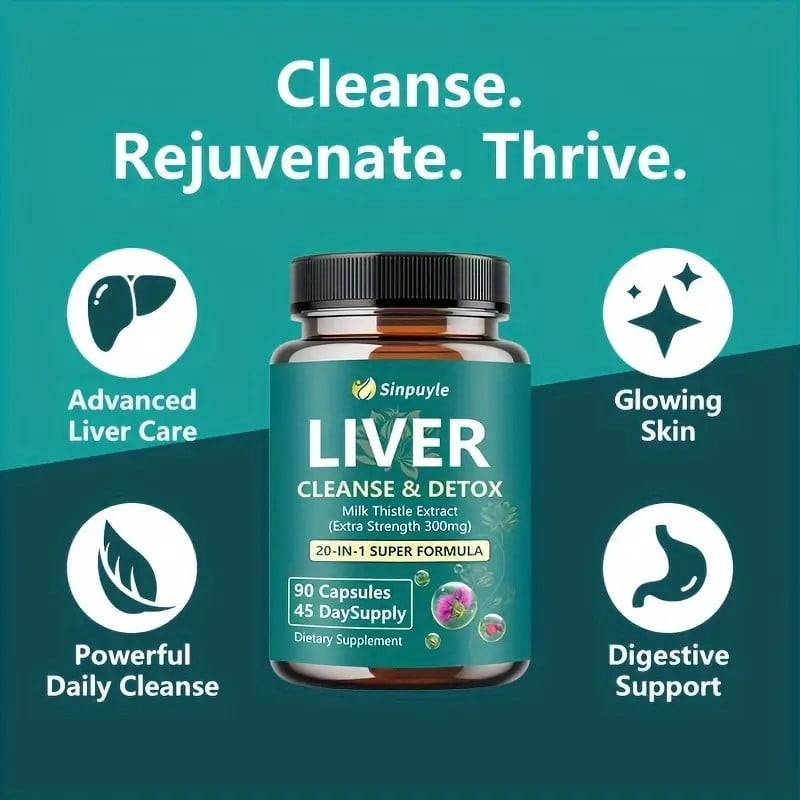 Sinpuyle Liver Cleanse & Detox Supplement-1 Bottle 90 Capsules (45 Day Supply)