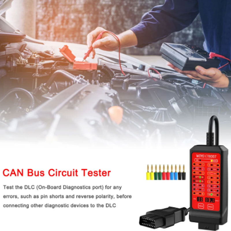 WOYO CTB00715 OBD 2 CAN Tester Box 12-24V w/ 59-inch Cable for Auto Diagnostics