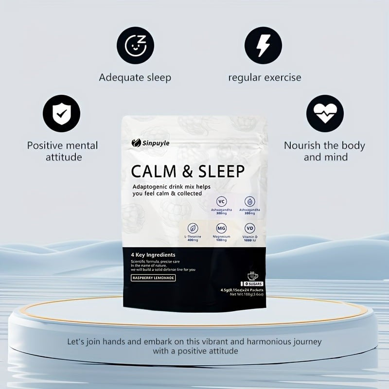 Sinpuyle Calm & Sleep Adaptogenic Drink Mix-Raspberry Lemonade-Sugar Free-1 pack