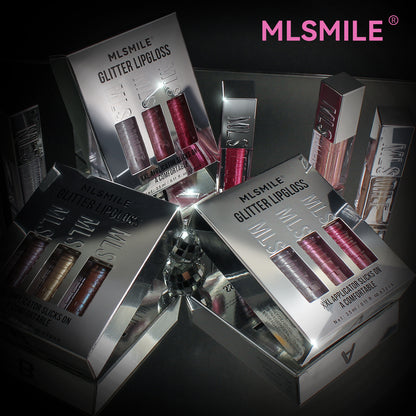 3pcs/set Mirror Pearl Lip Gloss Long Lasting Moisturizing Lipstick Shine Glitter