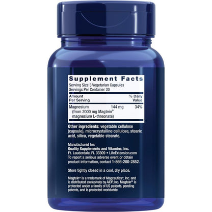 Magnesium L Threonate Capsules 90ct for Brain Memory and Cognitive Support
