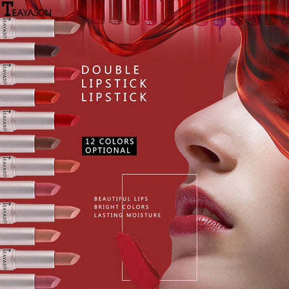 2-in-1 Lipstick & Lip Gloss Matte & Glossy Double Ended Waterproof Long Lasting