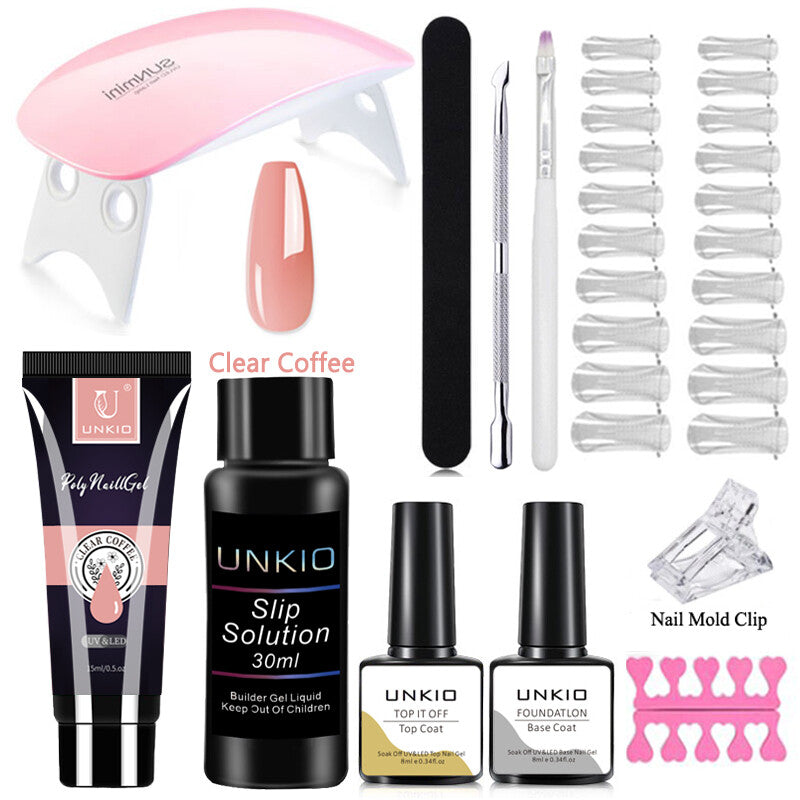 Poly Nail Gel Set to Extension Acrylic Crystal Fingertips with ToolsKit Manicure