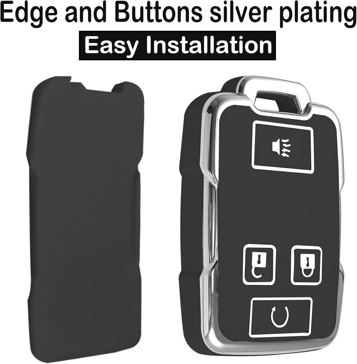 Chevy key fob cover, TPU, 4-btn, fits GMC/Chevy models, red, w/keychain.