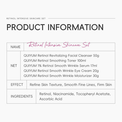 Skin Care Sets 5pcs Gift Box Retinol Cleanser Toner Serum Moisturizer EyeCream