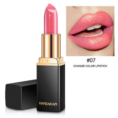 Color-Changing Pearl Lipstick Glitter Shine Metallic Gold Plated Waterproof