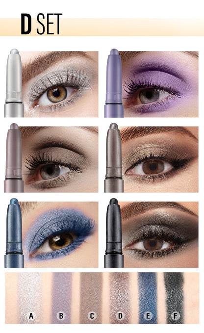 Eyeshadow Pencil 6pcs/Set - Matte & Shimmer, Quick Blend Waterproof Long Lasting