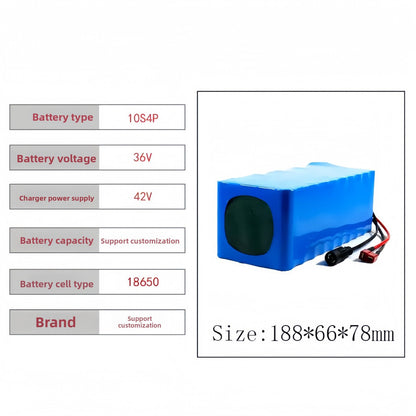 36V 10Ah Li-ion Battery Pack 10S4P 500W w/BMS, for Electric Scooter Bike Trike