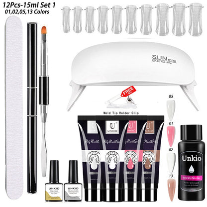 Poly Nail Gel Set 6W LED Lamp Full Manicure Quick Extension Nails Building Tool