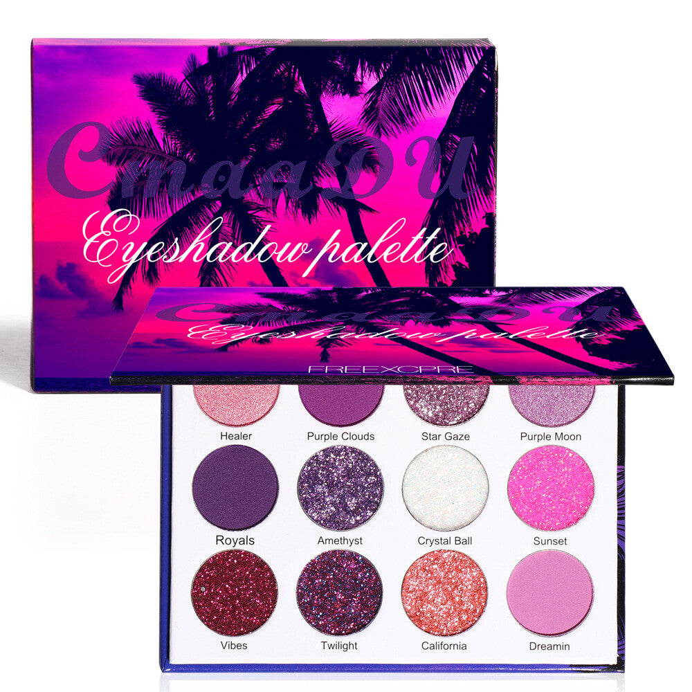 12-Color Shimmer Eyeshadow Palette - Velvet Sparkle, Long Lasting Eye shadow