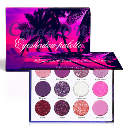 12-Color Shimmer Eyeshadow Palette - Velvet Sparkle, Long Lasting Eye shadow