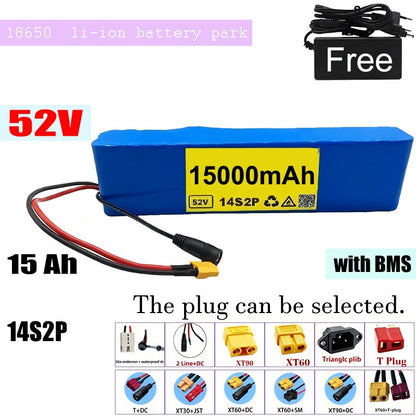 52V 15Ah 14S2P Li-ion Battery Pack with BMS for E-Bike Electric Scooter