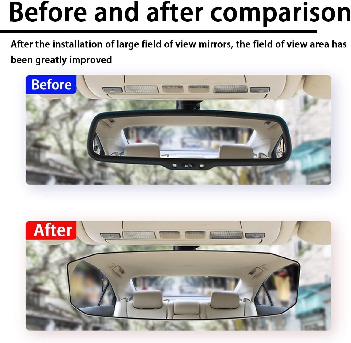 Car Rear View Mirror 12Inch HD Wide Angle Extended Curved Mirror Convex Rearview
