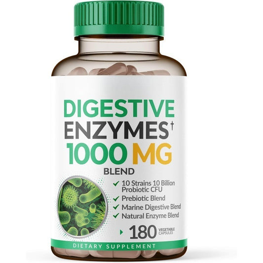 Digestive Enzymes with Prebiotics Probiotics Vegan Plant Based Formula 180 Caps