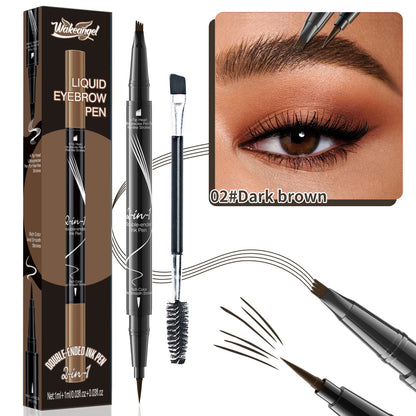 4-Prong Dual-Ended Eyebrow Liner - Quick-Dry, Waterproof, W/Spoolie Brush