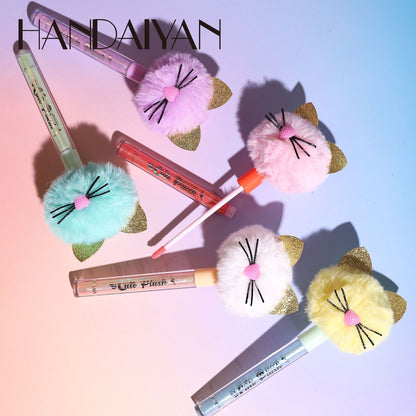 Fuzzy Cat Lip Gloss - Shimmery Jelly Shine, Mirror Glossy Finish Liquid Lipstick