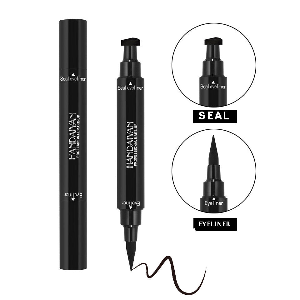 Dual-Ended Stamp Eyeliner Black Waterproof Sweatproof Long Lasting Eye Makeup