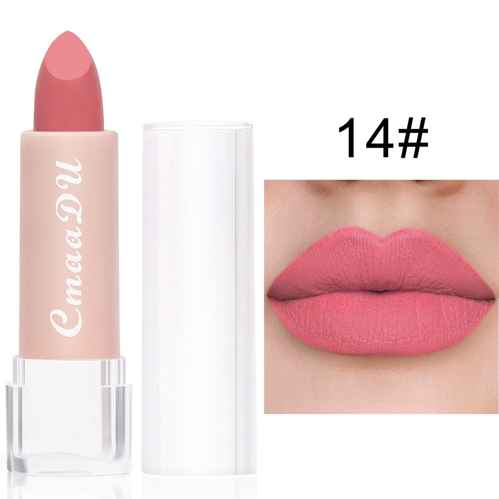 15-Color Matte Lipstick - Waterproof, Long-Lasting, Non-Stick Vegan