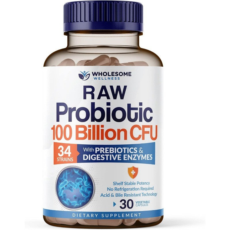 Raw Probiotics for Adults with Prebiotics and Digestive Enzymes Complete Formula