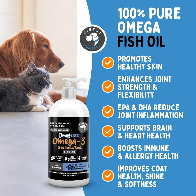 Omega 3 Fish Oil for Dogs & Cats with EPA & DHA for Skin & Coat Health