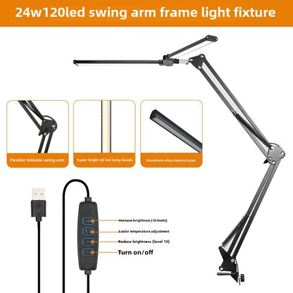 LED Table Lamp with 10 levels of brightness – Dual Screen, Adjustable Gooseneck