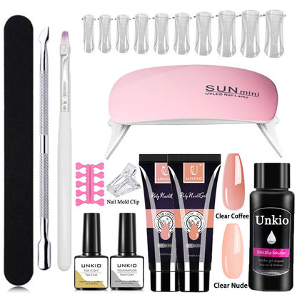 Poly Nail Gel Set with Nail Art Tool Kit LED Lamp full Manicure Quick Extension