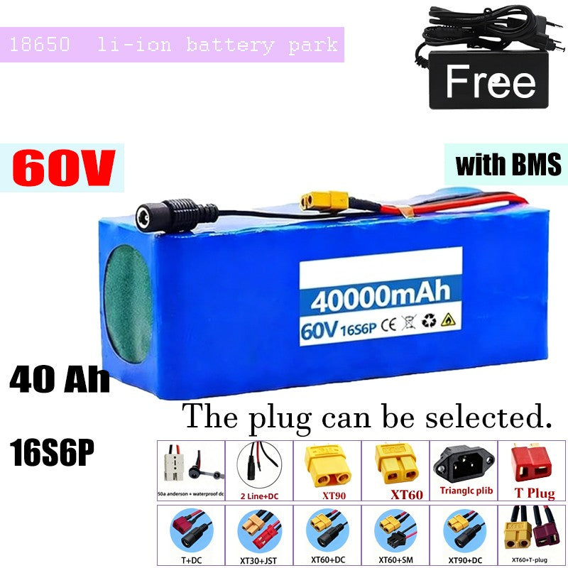 60V 40Ah 16S6P Li-ion Battery High Capacity with BMS for E-Bike Motorcycle