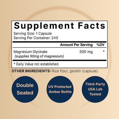 Magnesium Glycinate Capsules Stress Relief Relaxation Support