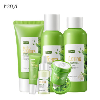 Green Tea Series Skin Care Set Essence Face Wash Skin Masks Eye Cream Toner