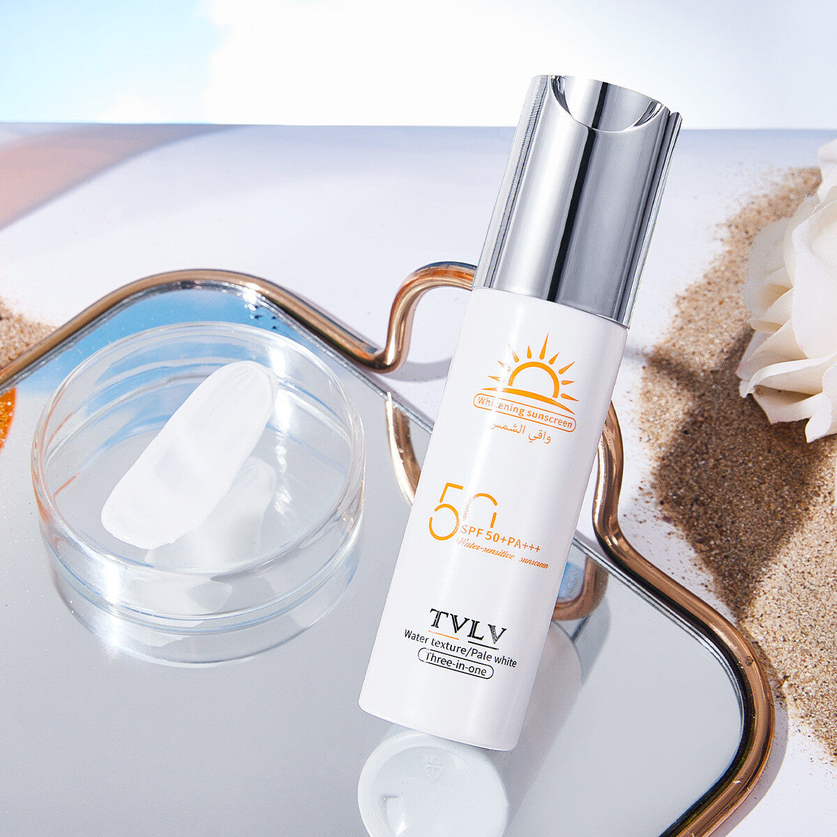 TVLV SPF50+ PA+++ Sun Protection Sunscreen Skincare Milk Water Texture PaleWhite