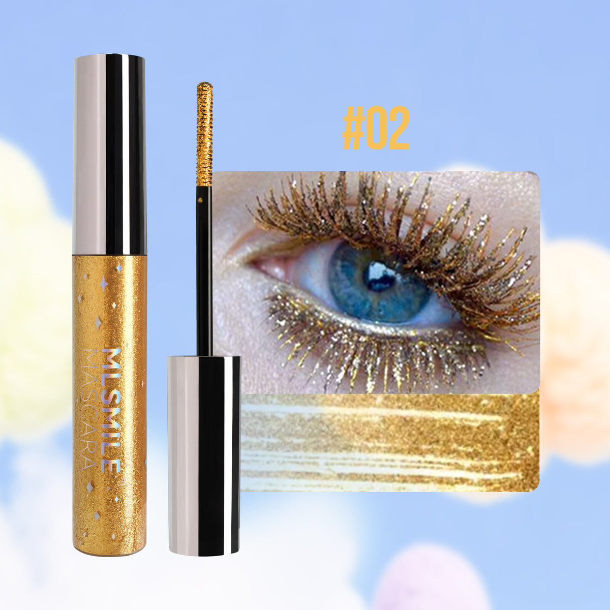 Glitter Mascara - Colorful Shimmer, Waterproof, Spiral Brush, Christmas/Cosplay