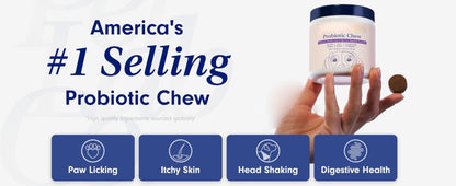 Dog Probiotics for Gut Health 30 Soft Chews Pork Flavor Digestive Support