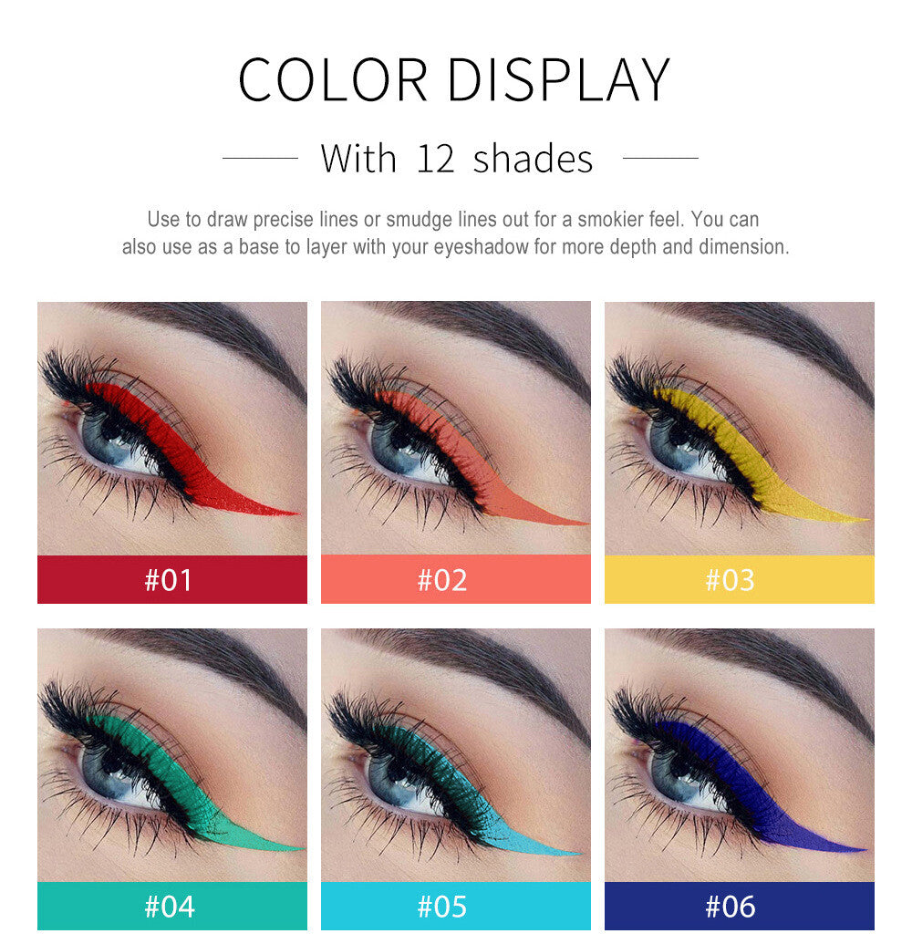 Colorful Eyeliner Eye Pencils - Ultra-Fine Tip, Waterproof, Smudge-Proof