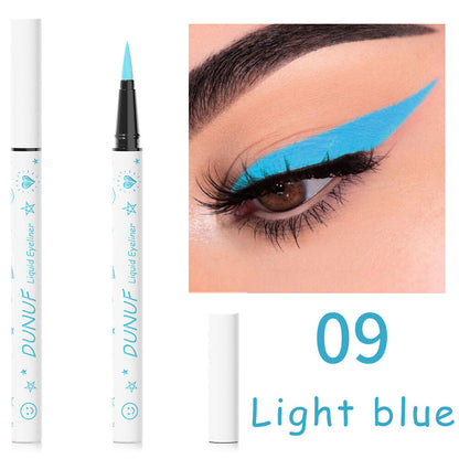 12-Color Liquid Eyeliner - Waterproof, Quick-Dry, Smudge-Proof Makeup for Women