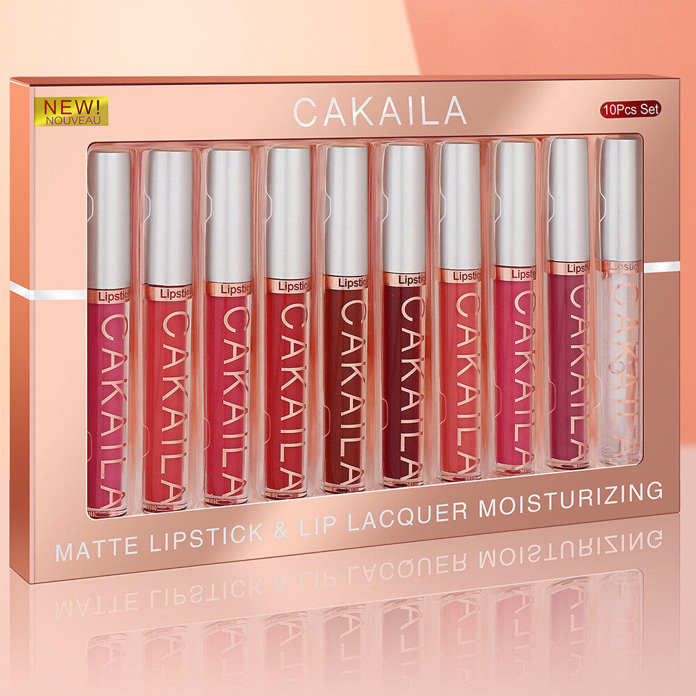 10 Colors Velvet Matte Liquid Lipstick Waterproof Non-Stick Lip Gloss Gift Set
