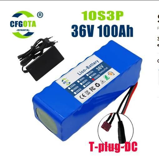 36V 100Ah Li-ion Battery Pack with BMS for 250W-500W Electric Scooter E-Bike