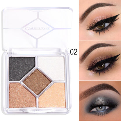 5-Color Eye Shadow Palette - Matte & Shimmer, Blendable, No Fallout Eyeshadow